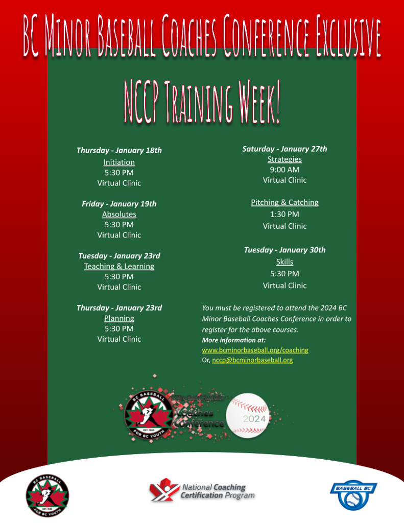 BC Minor Baseball NCCP Coaches Training Announced